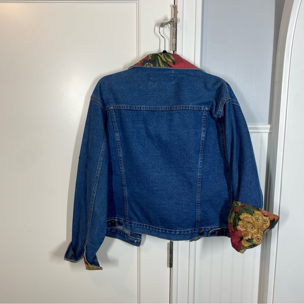 Tasha Polizzi Blue Denim Jacket with Floral Collar & Cuffs western Yellowstone - Picture 5 of 7